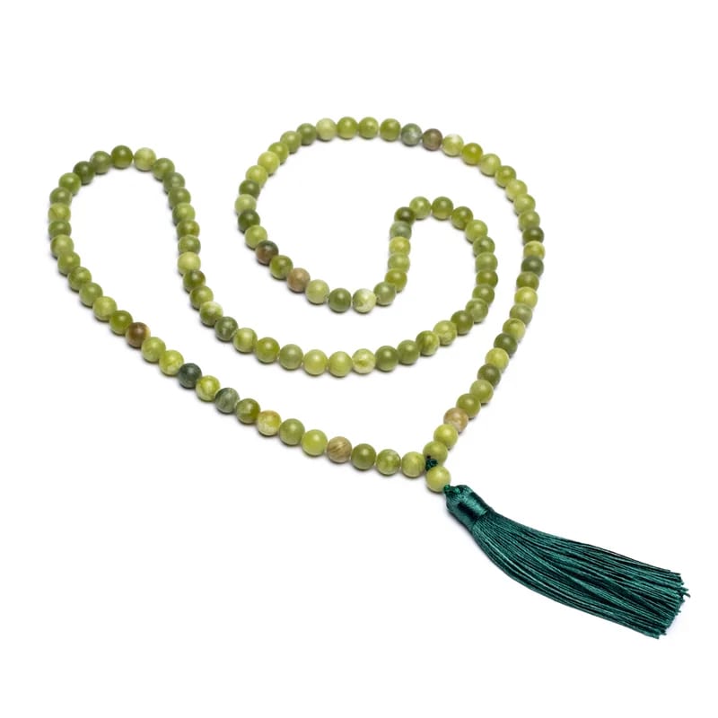 Mala Tibetana in Giada Xinyi con Nappa – Collana 108 Grani